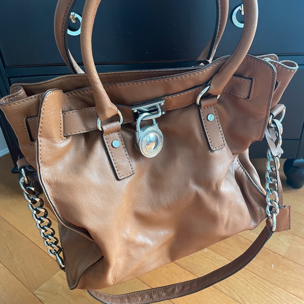 Michael Kors Large Hamilton Brown Leather Tote